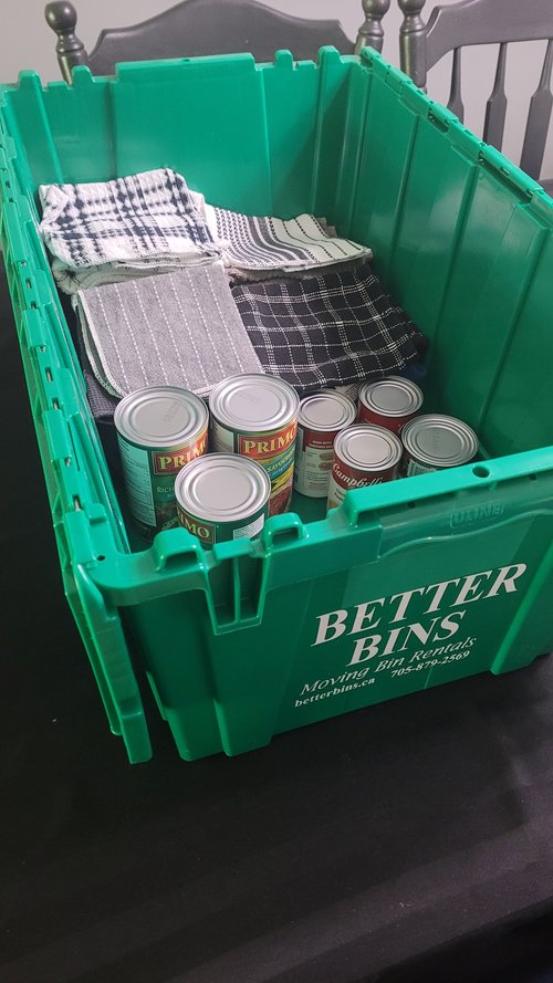 Packing items into sturdy reusable bins